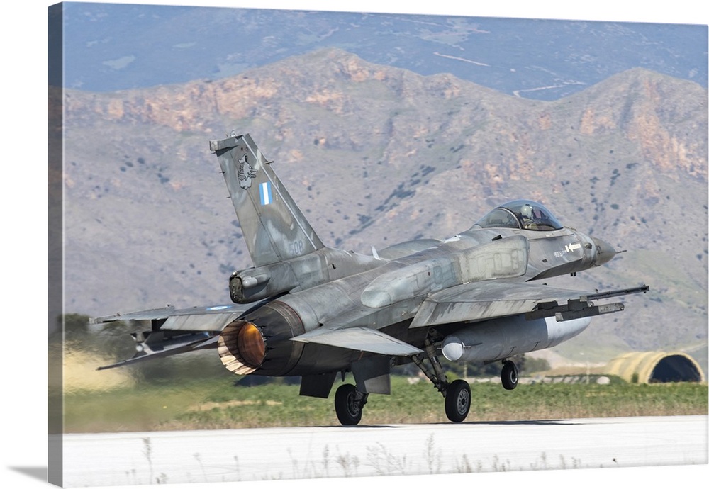 Hellenic Air Force F-16C Block 52 preparing for takeoff from Larissa Air Base, Greece, during the international Exercise I...