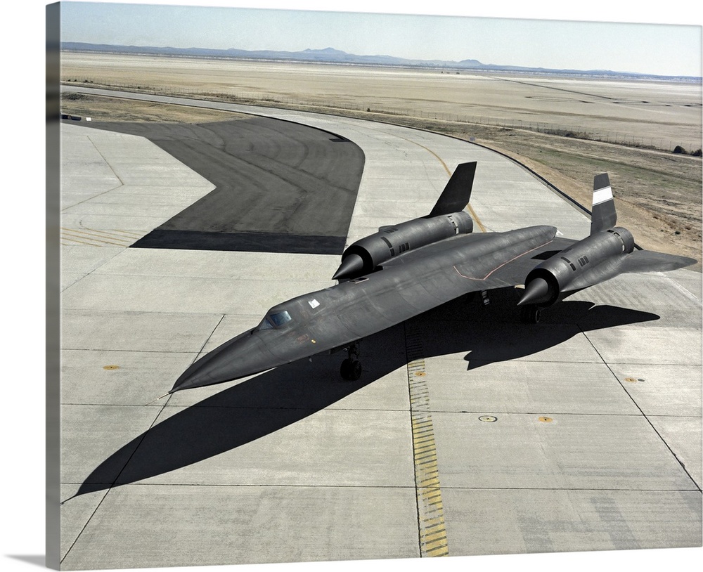High angle view of a SR-71A Blackbird on the ramp at the Dryden Flight Research Center, Edwards Air Force Base, California...