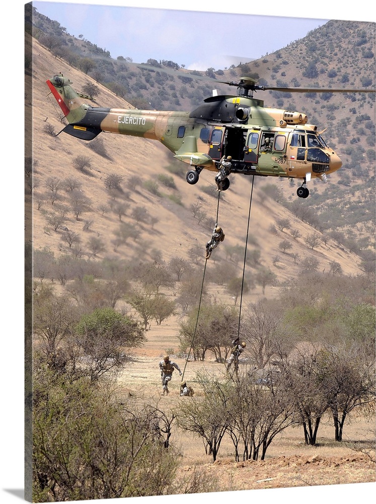 November 20, 2010 - Chilean Special Forces perform an Air Assault demonstration at their training area in Colina, Chile.