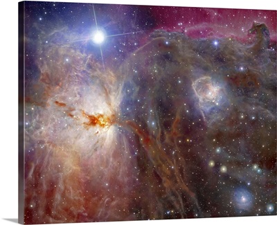Horsehead Nebula region in infrared and visible light