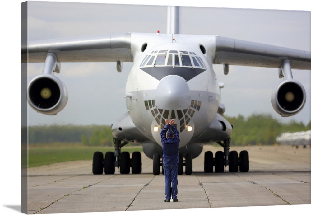 IL-78M military tanker of the Russian Air Force taxiing at Dyagilevo Air Base, Russia.