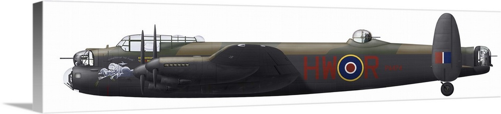 Illustration of a World War II era Avro Lancaster bomber.