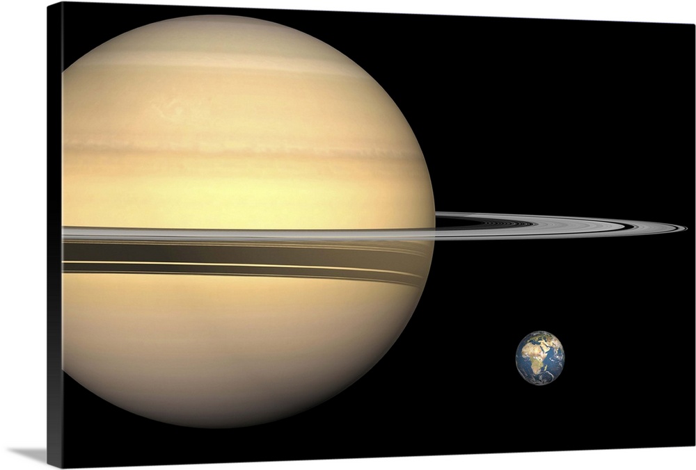 Illustration of Saturn and Earth to scale.