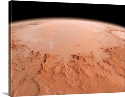 Illustration of the Argyre impact basin in the southern highlands of Mars