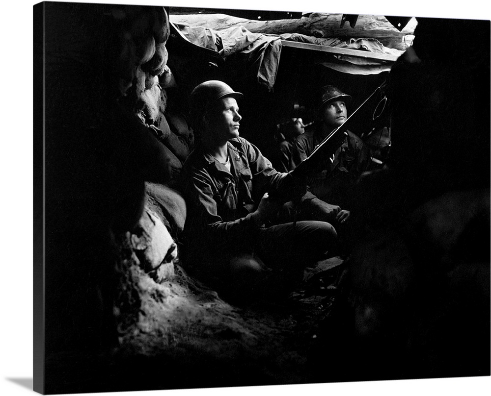 Infantrymen take advantage of cover and concealment in tunnel positions, 1952.