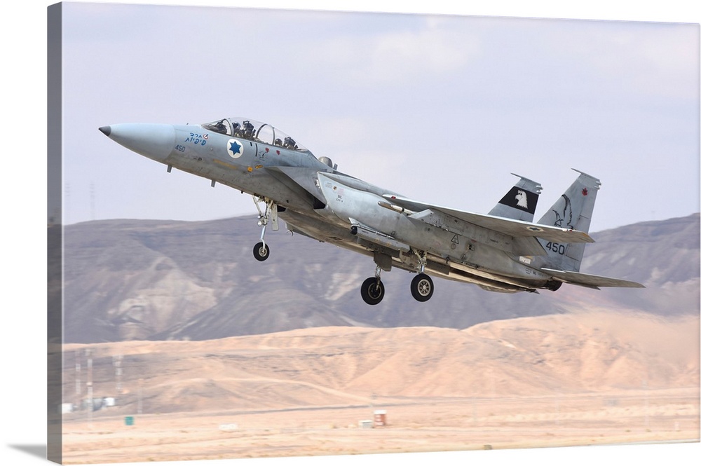 Israeli Air Force F-15B Baz taking off from Ovda Air Base, Israel.