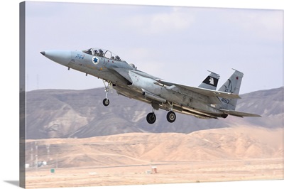 Israeli Air Force F-15B Baz Taking Off From Ovda Air Base, Israel