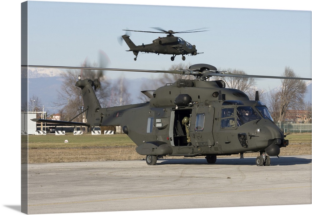 Italian Army NH-90 and in the background an AW-129.