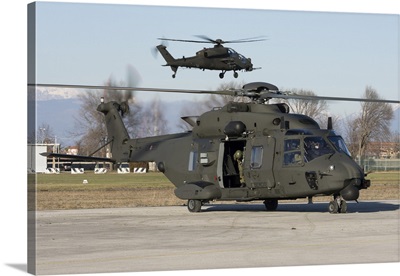 Italian Army NH-90 And In The Background An AW-129