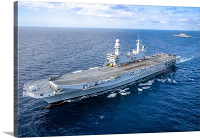Italian Navy Flagship CVH 550 Cavour Aircraft Carrier Sailing In The Mediterranean