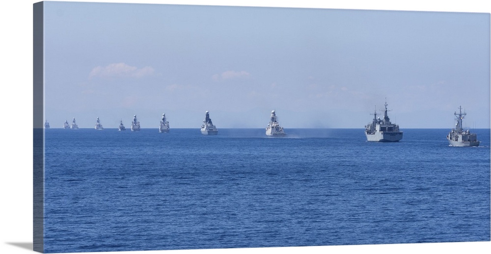 Italian Navy fleet underway during exercise Mare Aperto 2019.