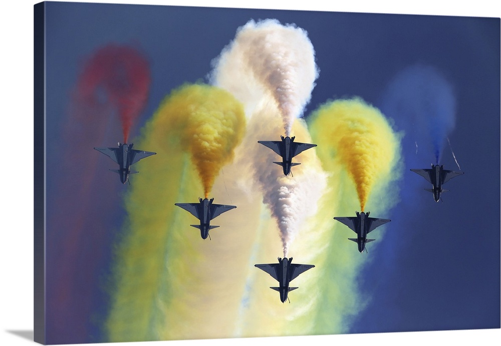 J-10A jet fighters of the Chinese Air Force August 1st aerobatic team performing in Kubinka, Russia
