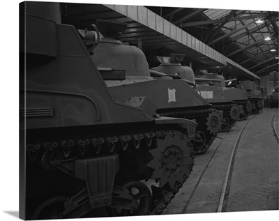 January 1943 - M4 tanks and M7 mobile howitzer carriages roll off the production lines
