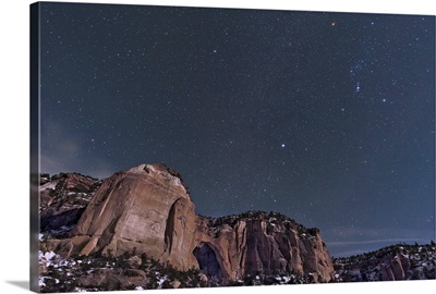 La Ventana arch with the Orion constellation rising above