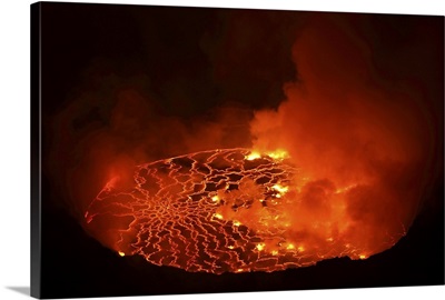 Lava lake in pit crater, Nyiragongo Volcano, Democratic Republic of Congo