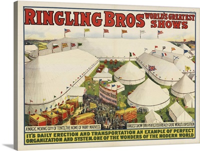 Lithograph Poster Advertising The Ringling Bros Circus, 1913