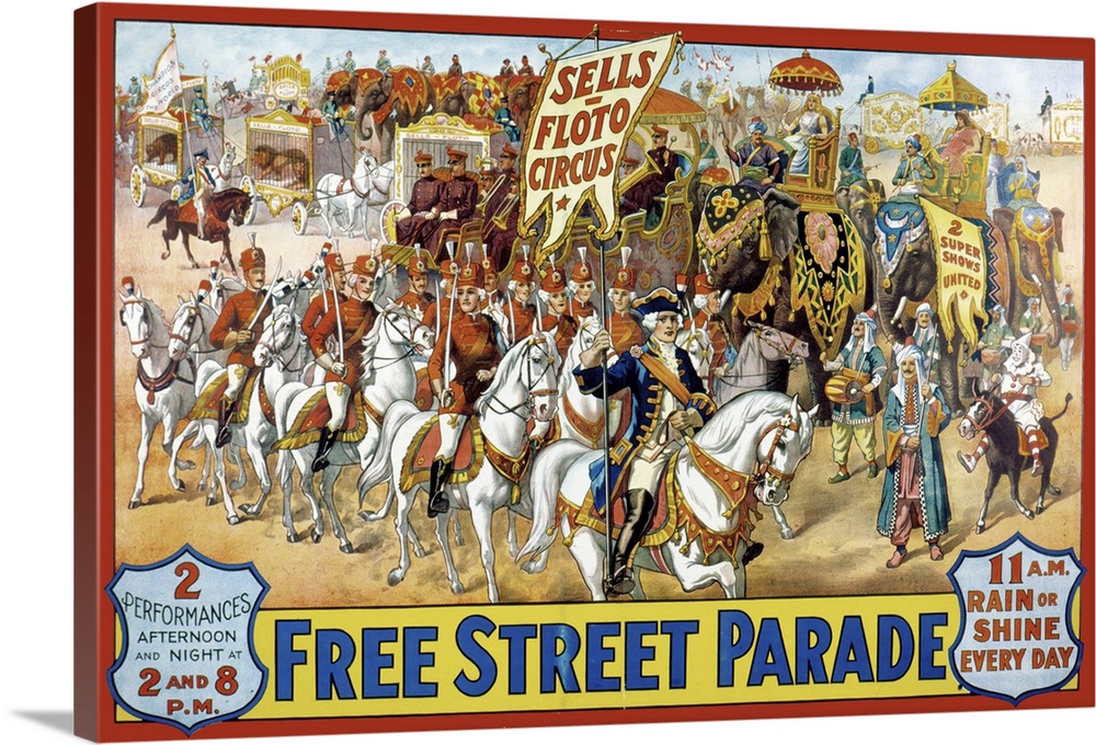 Lithograph Poster Advertising The Upcoming Street Parade Of The Sells-Floto Circus