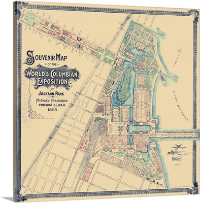 Map Of The World's Columbian Exposition, Chicago, Illinois, 1893