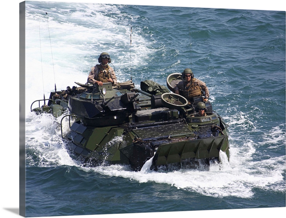 Marines operate an amphibious assault vehicle.
