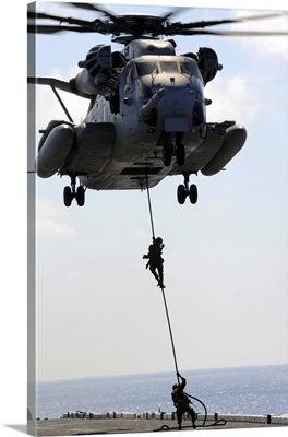 Marines Rappel From A CH-53E Sea Stallion Helicopter