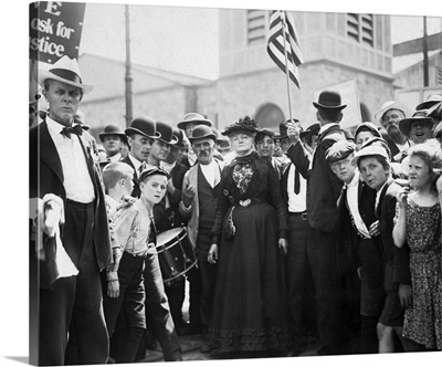 Mary Harris Jones Leading Her Army Of Striking Textile Workers As They March, 1903