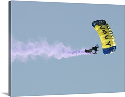 Member of the US Navy parachute demonstration team