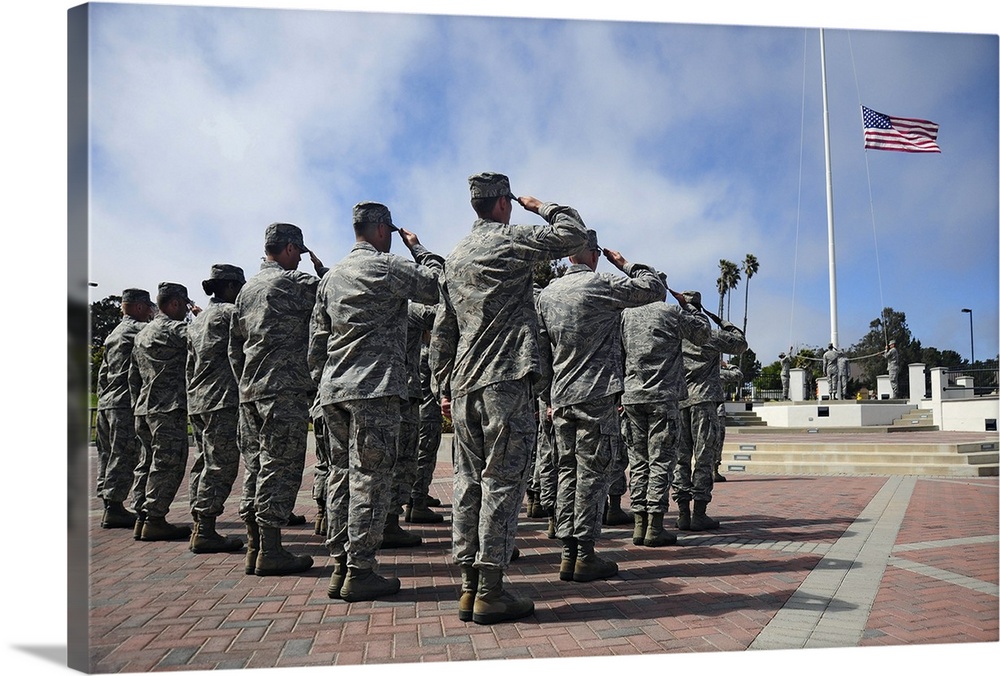 June 29, 2012 - Members of the 30th Space Wing perform a retreat ceremony at Vandenberg Air Force Base, California. A retr...