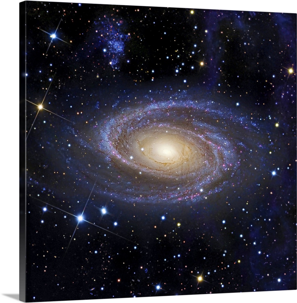 This square artwork shows an artistos rendering of a galaxy against a stellar backdrop.