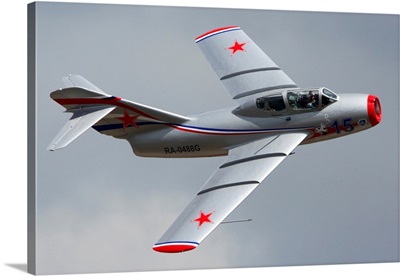 Mig-15UTI Jet Fighter Performing A Demonstration Flight, Zhukovsky, Russia