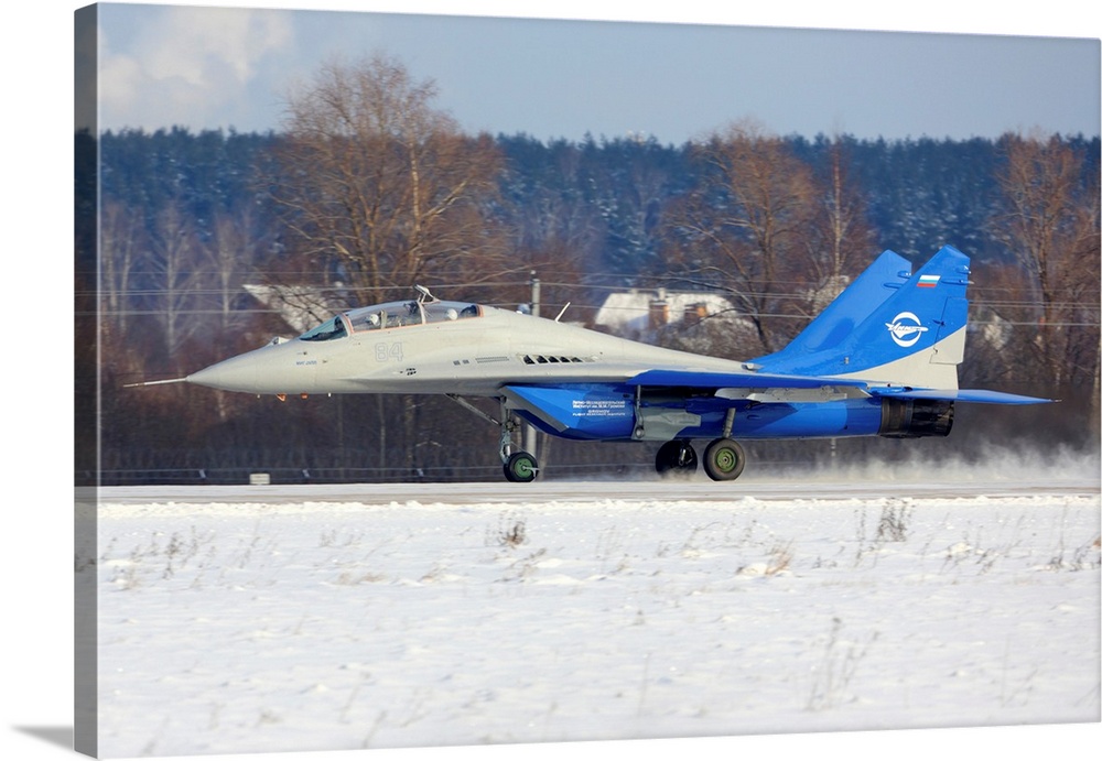 MiG-29UB jet fighter of Flight Research Institute landing, Russia.