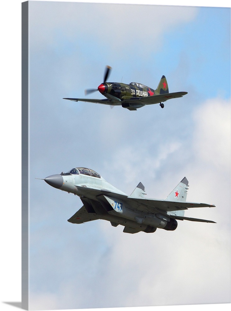 MiG-35 jet fighter of Russian Air Force and MiG-3.