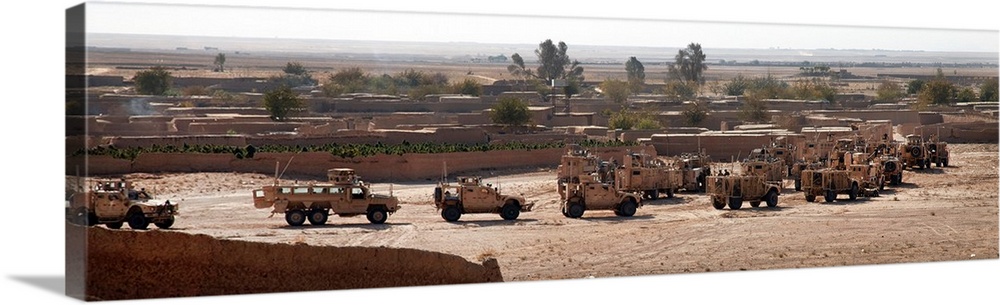 Military vehicles parked outside Loy Karez, Kandahar province, Afghanistan.