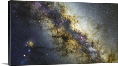 Milky Way With Visible Planets, Nebulae And Open Clusters