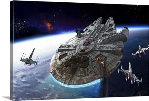 Millenium Falcon Star Wars, impression artistique sur toile, varie en taille (A2, 61 x 16 pouces