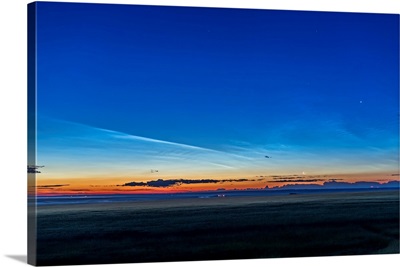 Noctilucent Clouds At Dawn With The Moon And Venus