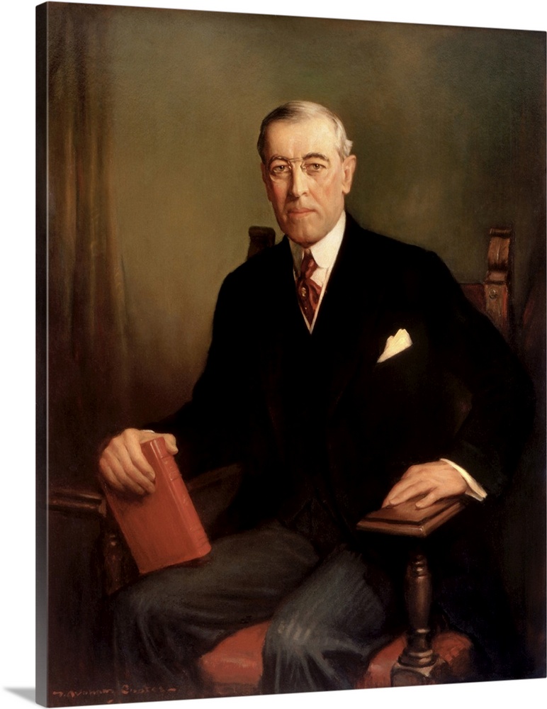 Official Presidential oil painting portrait of Woodrow Wilson.