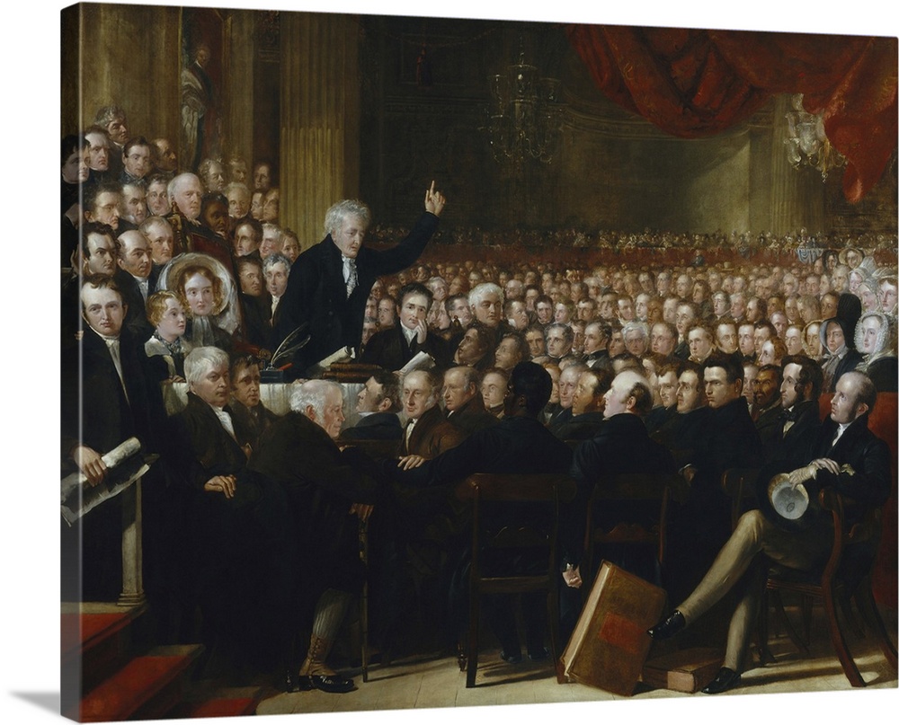 Oil painting of the 1840 convention of the British and Foreign Anti-Slavery Society.