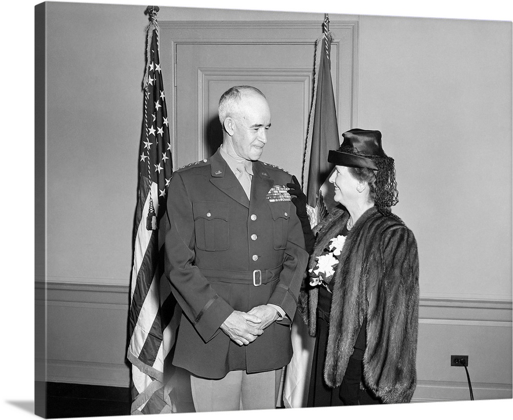 General Omar Bradley and his wife after his swearing in ceremony as the Army Chief of Staff, 1948.