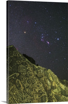 Orion Rises Above The Bishop Petroglyphs (Rock Art), California, USA