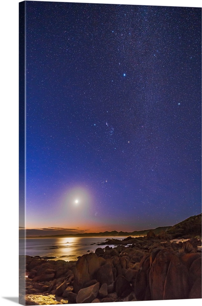 Orion, the Milky Way and waxing moon at Cape Conran, Australia.