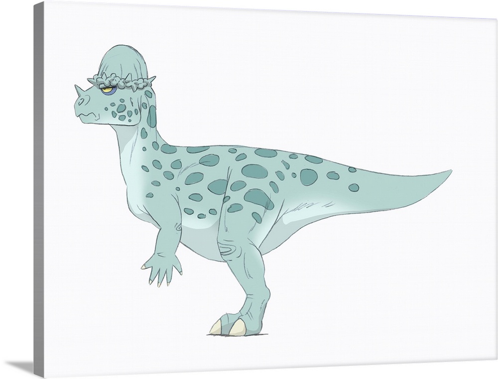 Pachycephalosaurus pencil drawing with digital color.