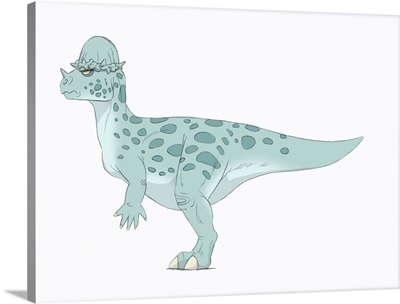 Pachycephalosaurus pencil drawing with digital color