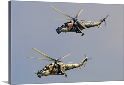 Pair Of Mil Mi-24P Attack Helicopters Of Russian Air Force