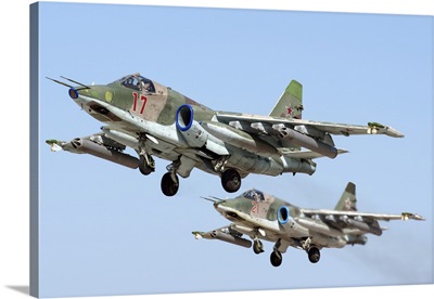 Pair Of Russian Aerospace Forces Su-25SM/SM3 Attack Aircraft Taking Off