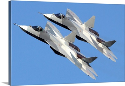Pair Of T-50 PAK-FA Fifth Generation Russian Jet Fighters