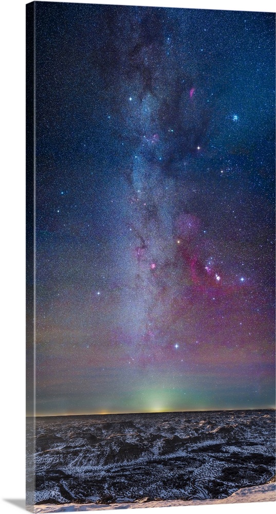 Panorama Of The Milky Way Over The Badlands Of Dinosaur Provincial Park, Alberta, Canada