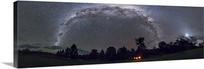 Panorama of the southern night sky in Australia