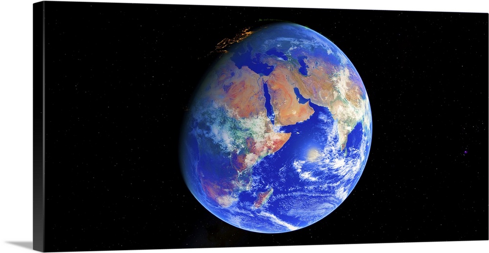 Artist's concept of planet Earth centered on Africa, India and the Middle East.