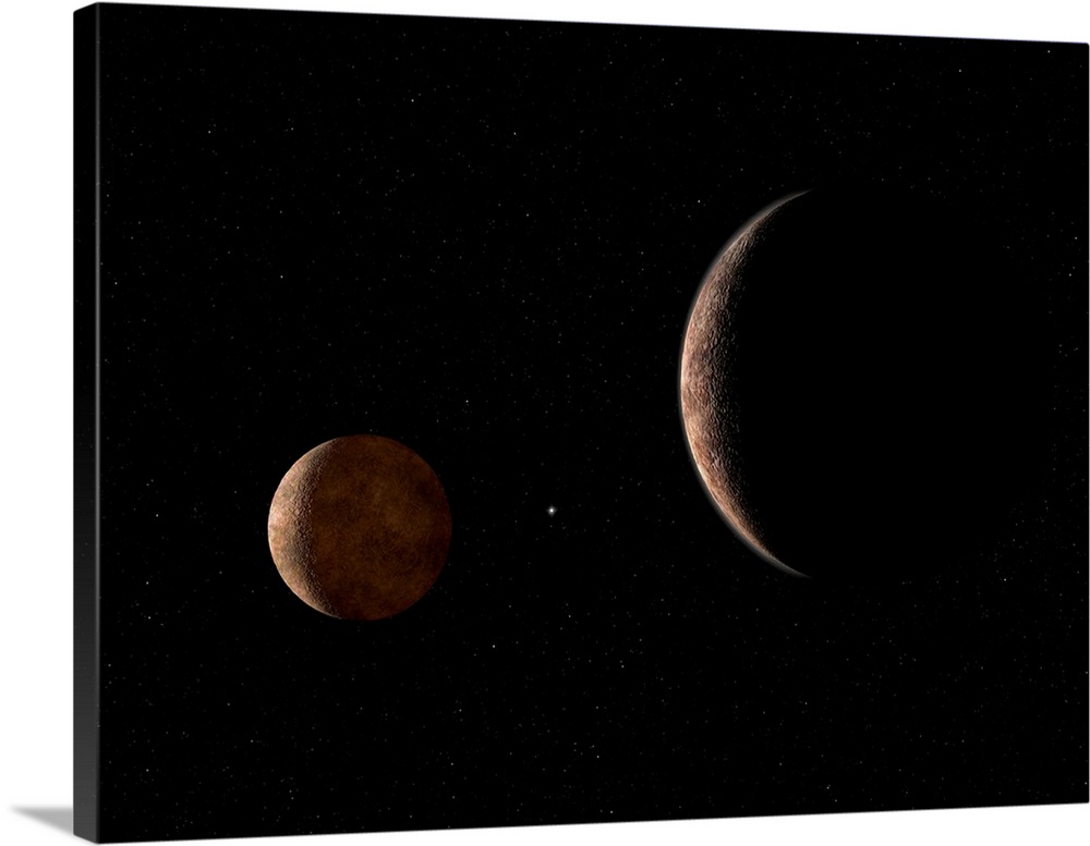 Artist's concept of Pluto and its moon Charon.