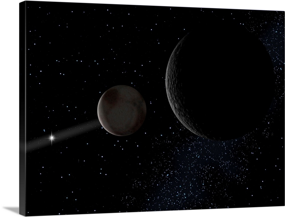 Pluto and it's moon Charon lie at the frontier of the solar system.